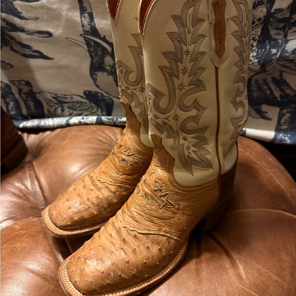 Lucchese Tan and Cream Heeled Boots